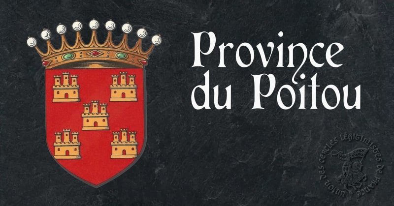Héraldique du Poitou Blason : De gueules à cinq tours ou châteaux d'or en sautoir