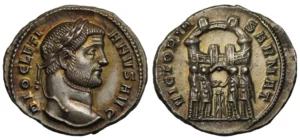L'argenteus de l'empereur Dioclétien (règne 284-305). L'économie européenne à la chute de l’Empire Romain.