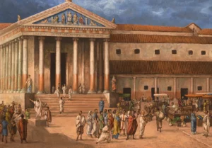 Place de marché dans la Rome antique.
