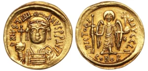 Le solidus d'or de l'empereur Justinien. L'économie européenne à la chute de l’Empire Romain.