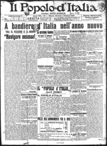 Anti-catholicisme de Mussolini : Éditorial "Navigare necesse", journal 'Il populo d'Italia', 1er janvier 1920.